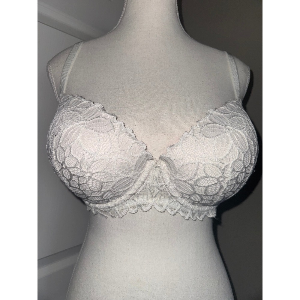 Pink Victoria's Secret Date Push-Up Bra Women 36DD White Lace GUC Underwire